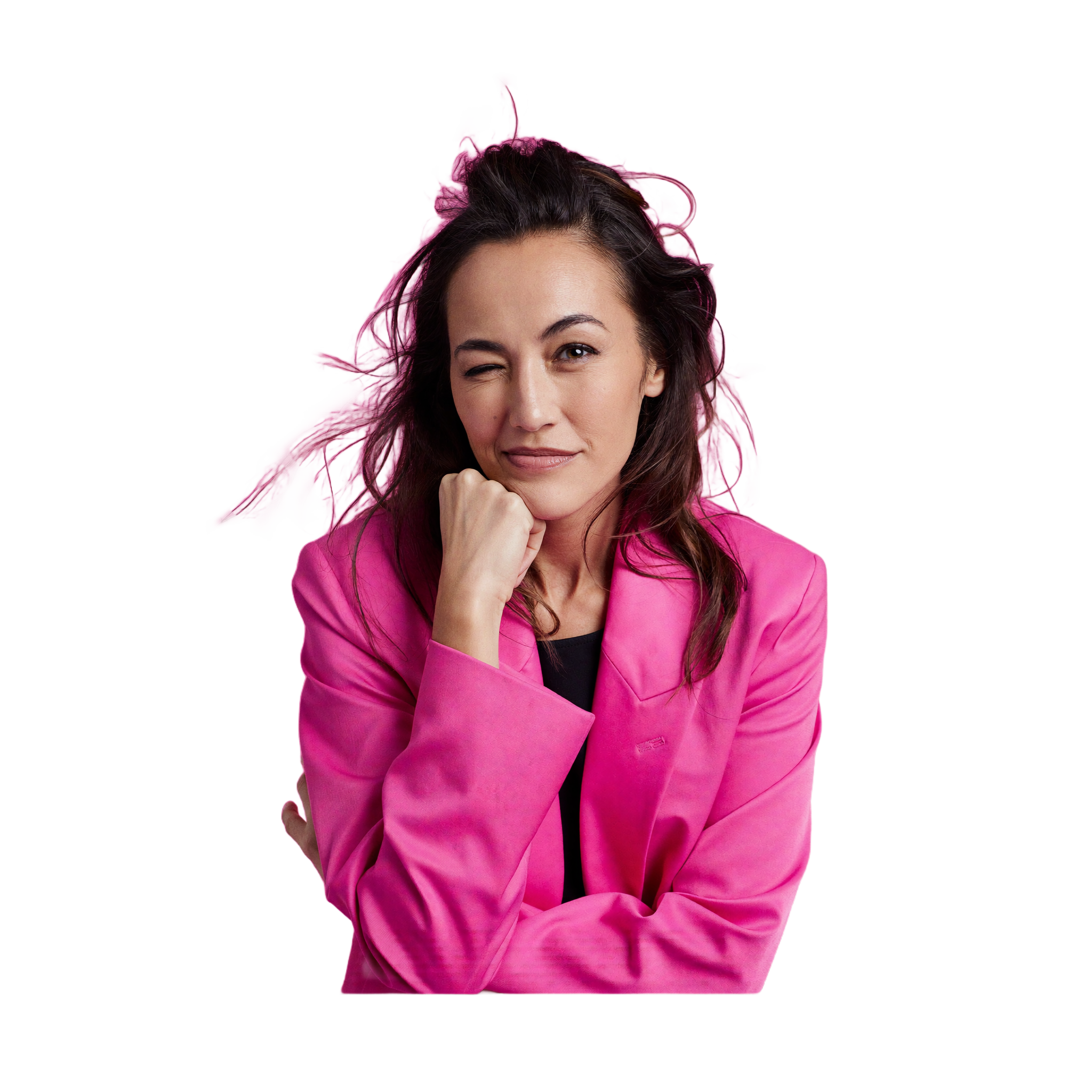 A woman pausing mid-thought, chin on hand, recognizing herself in the description